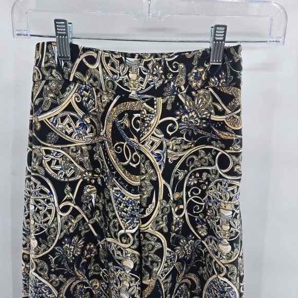 H&M Black Gold Paisley Palazzo Side Zipper Wide Leg Pants Size 0 - Picture 4 of 11